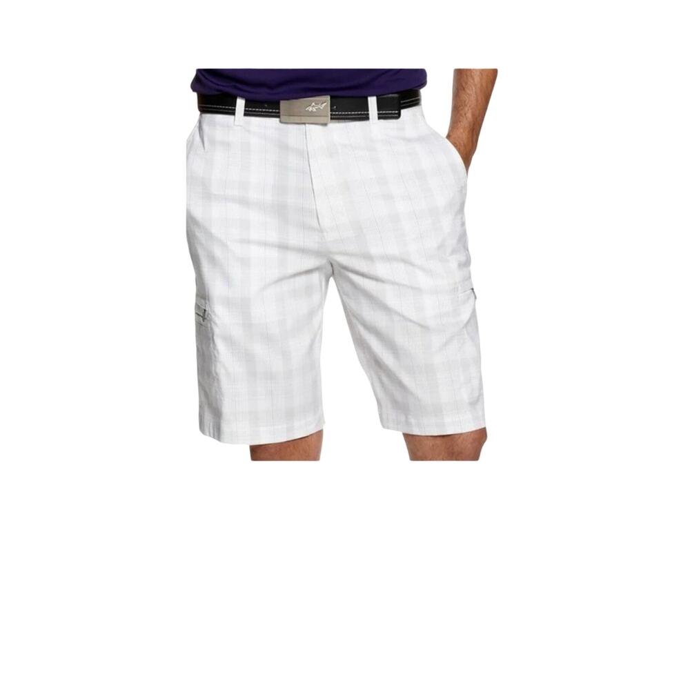 Greg Norman Men's Golf Shorts, Size 38, Plaid Pattern